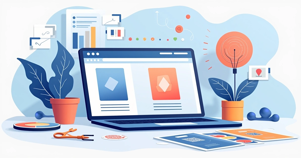 Telade notebook exibindo site com logo e cores personalizadas 