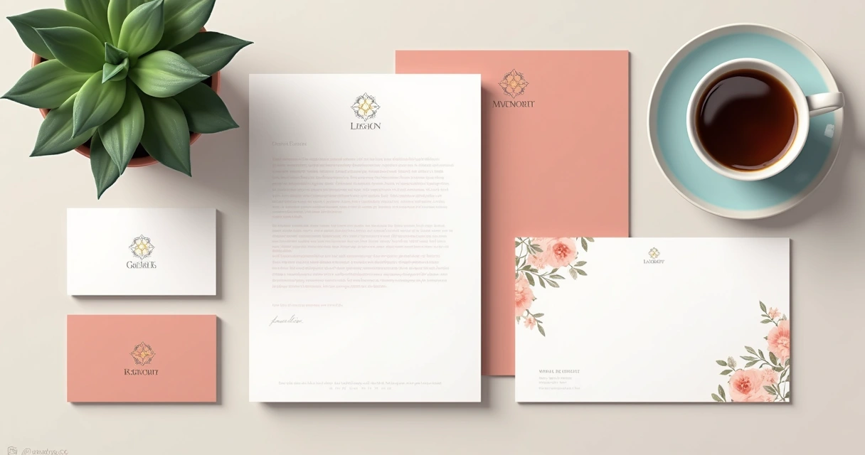 Identidade visual delicada para marca feminina, tons pastel e detalhes artesanais 