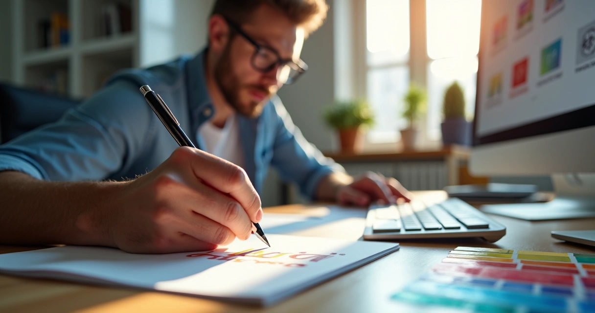 Designer criando identidade visual para marca de Vila Velha 