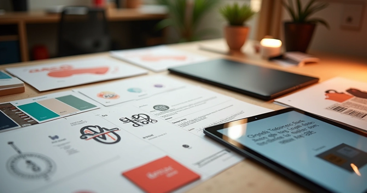 Materiais de identidade visual para pequenas empresas sobre mesa 