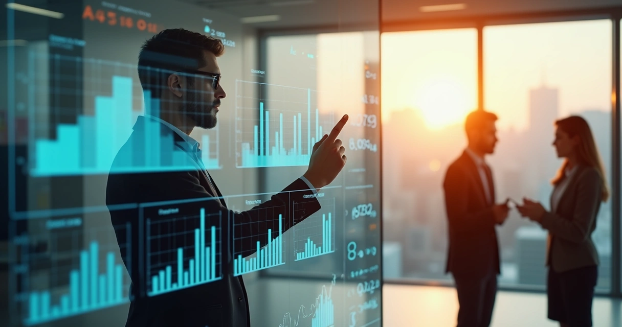 Gestor analisando gráficos de oportunidades de vendas B2B 