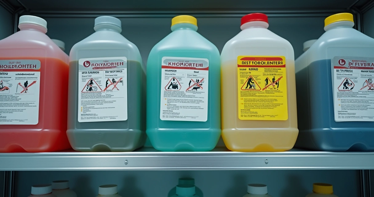 Etiquetas coloridas de identificação para resíduos químicos 