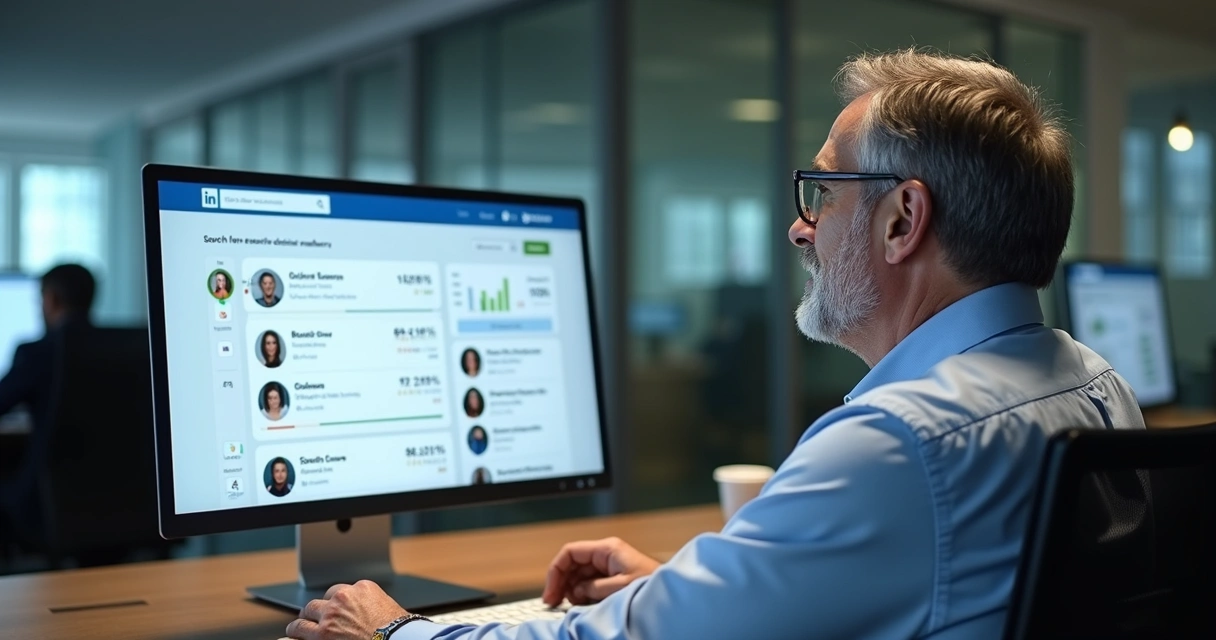 Profissional analisando conexões no LinkedIn de modo estratégico. 