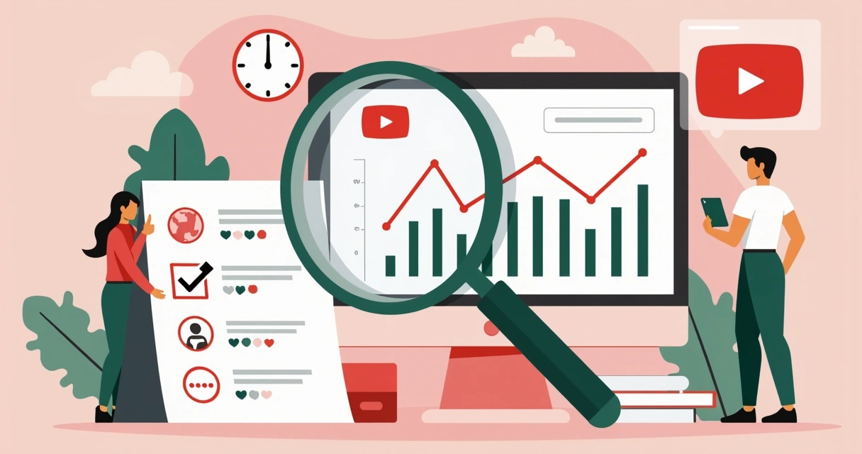 Indicadores visuais de engajamento falso em canal do YouTube 