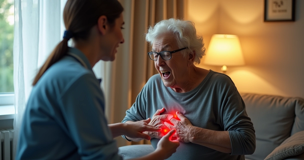 Idoso com artrose testando movimentos sob supervisão 