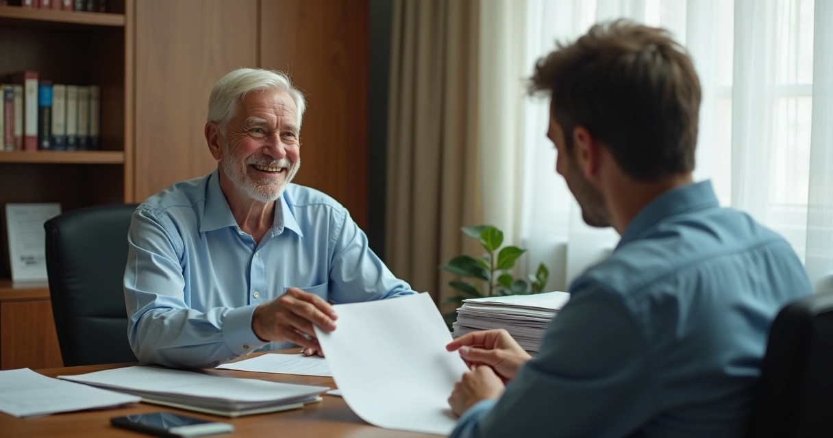 Idoso apresenta documento para solicitação de benefício INSS 