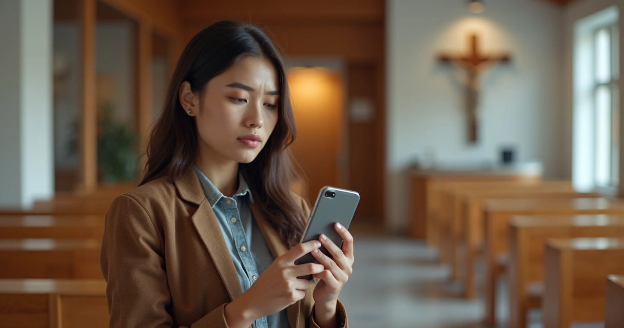 Pessoa esperando resposta no WhatsApp de uma igreja 