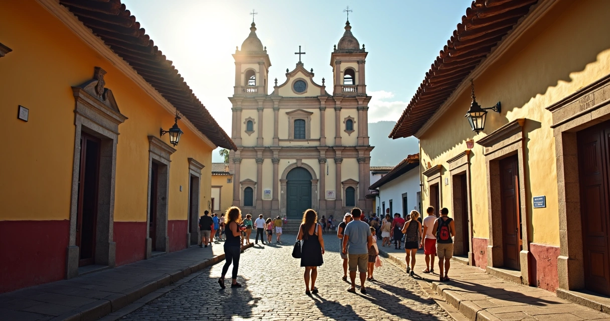 Fachada da Igreja de São Francisco de Assis com turistas admirando 