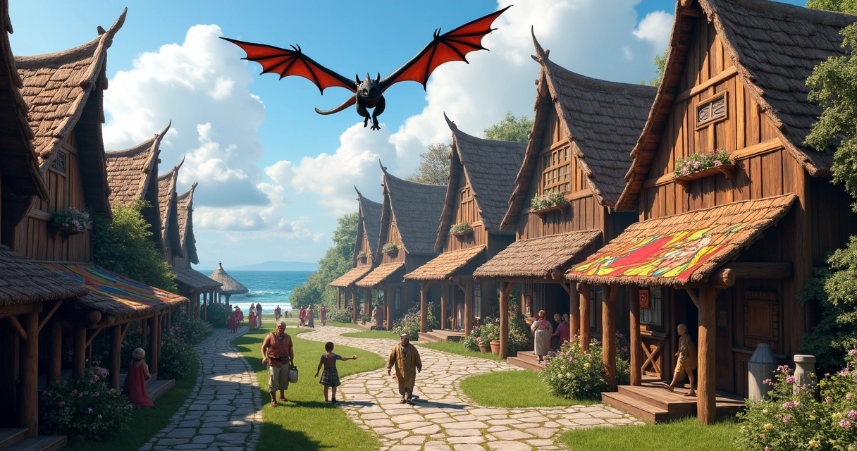 Área viking com dragões na Ilha de Berk 