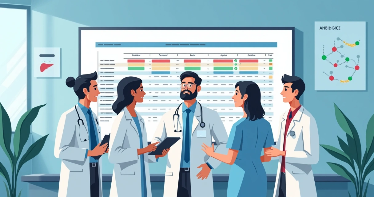 Recomendações para o tratamento da tuberculose em hepatopatas 1 Equipe médica discute ajustes no tratamento da tuberculose em hepatopatas usando quadros e prontuários