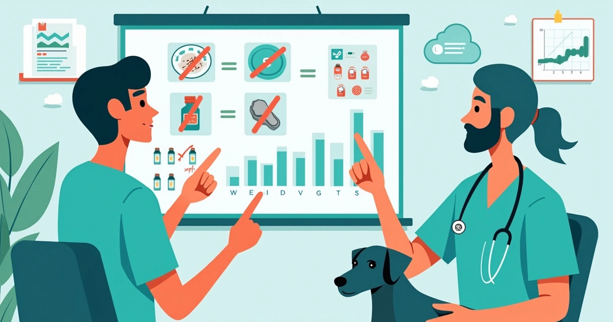 Ilustração corporativa plana mostrando profissionais de saúde discutindo protocolos anestésicos sem opioides, com ícones de medicamentos e tecnologia digital ao fundo 