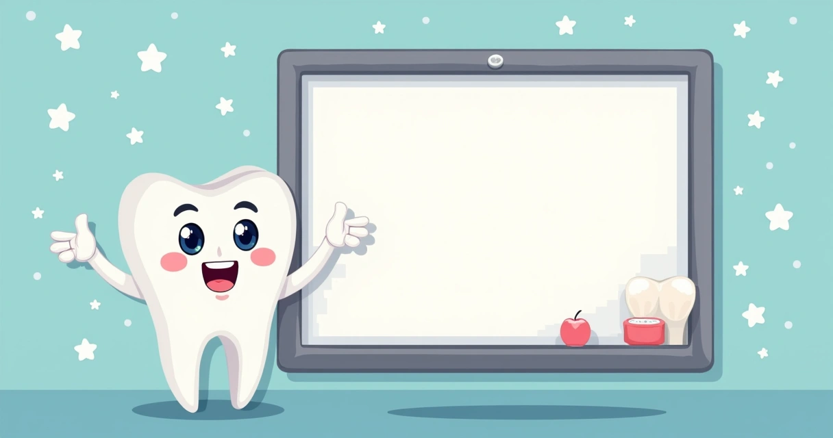 Ilustração de dente fofo em quadro informativo