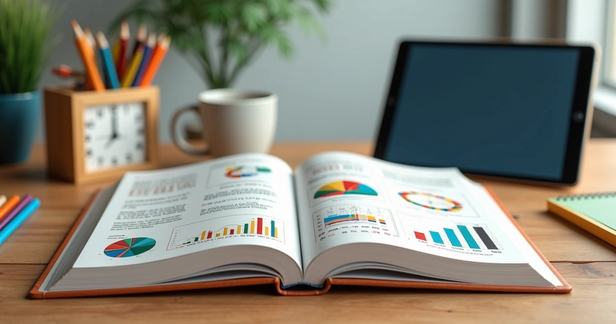 Ilustração de ebook com gráficos e imagens didáticas gerados por IA. 