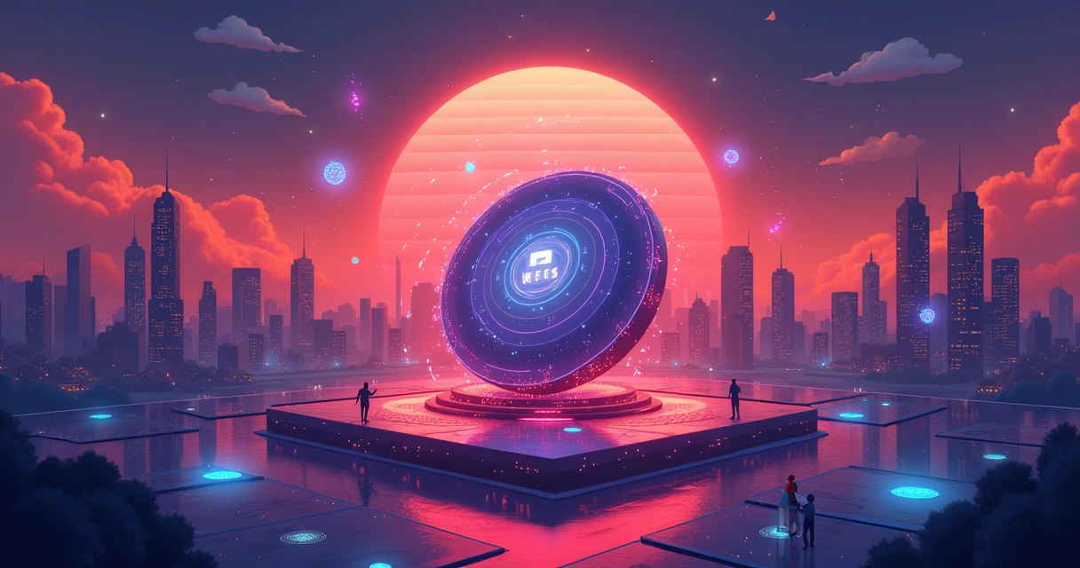 Ilustração do conceito da moeda digital Drex no Brasil, com elementos de tecnologia blockchain e transações seguras.