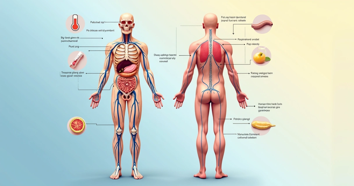 Ilustração dos sistemas nervoso e endócrino regulando funções corporais