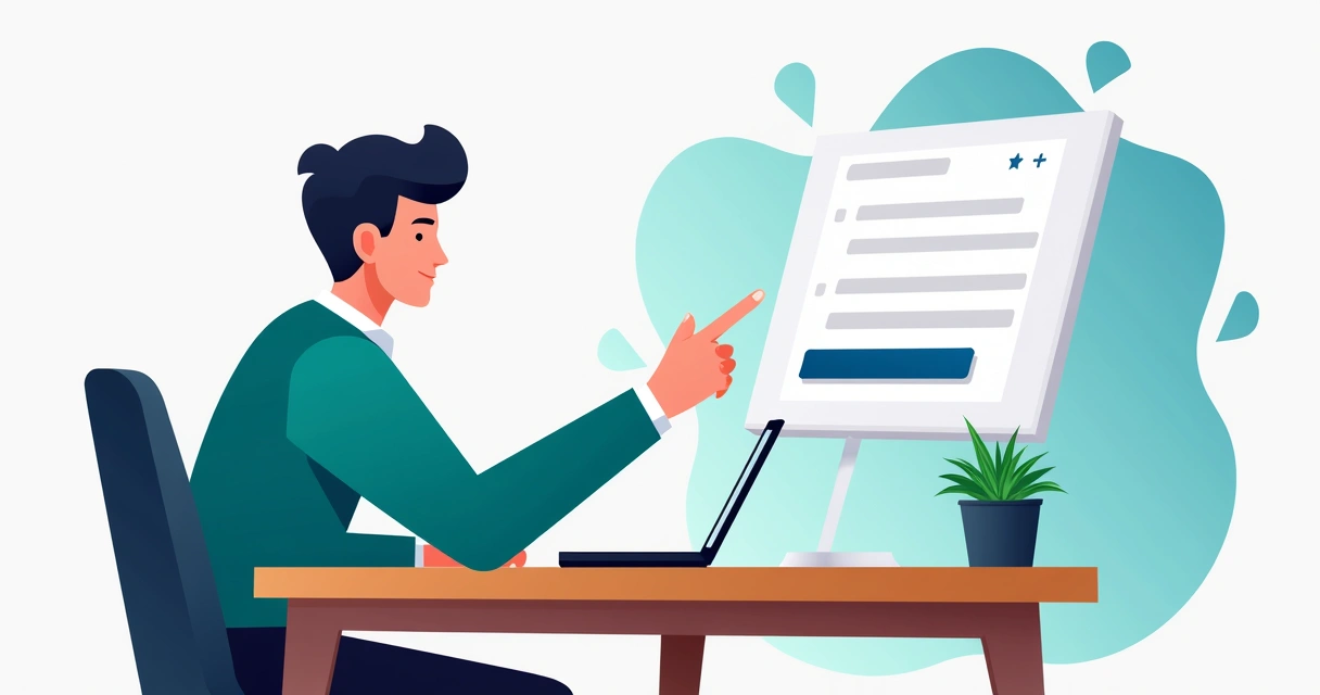 Pessoa apontando para botão de ação em landing page 