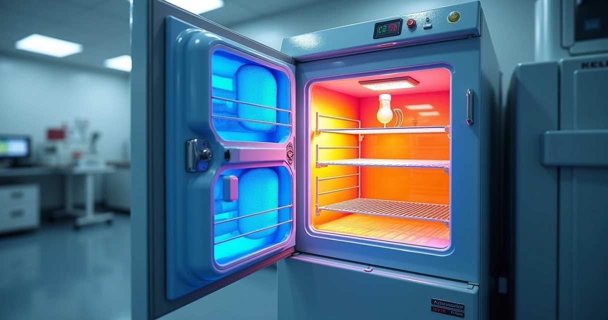 Mapa térmico detalhado de um freezer clínico 