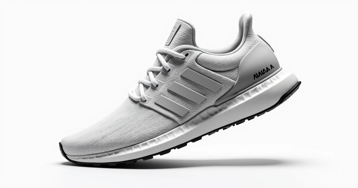 Calçado esportivo exposto com fundo branco 