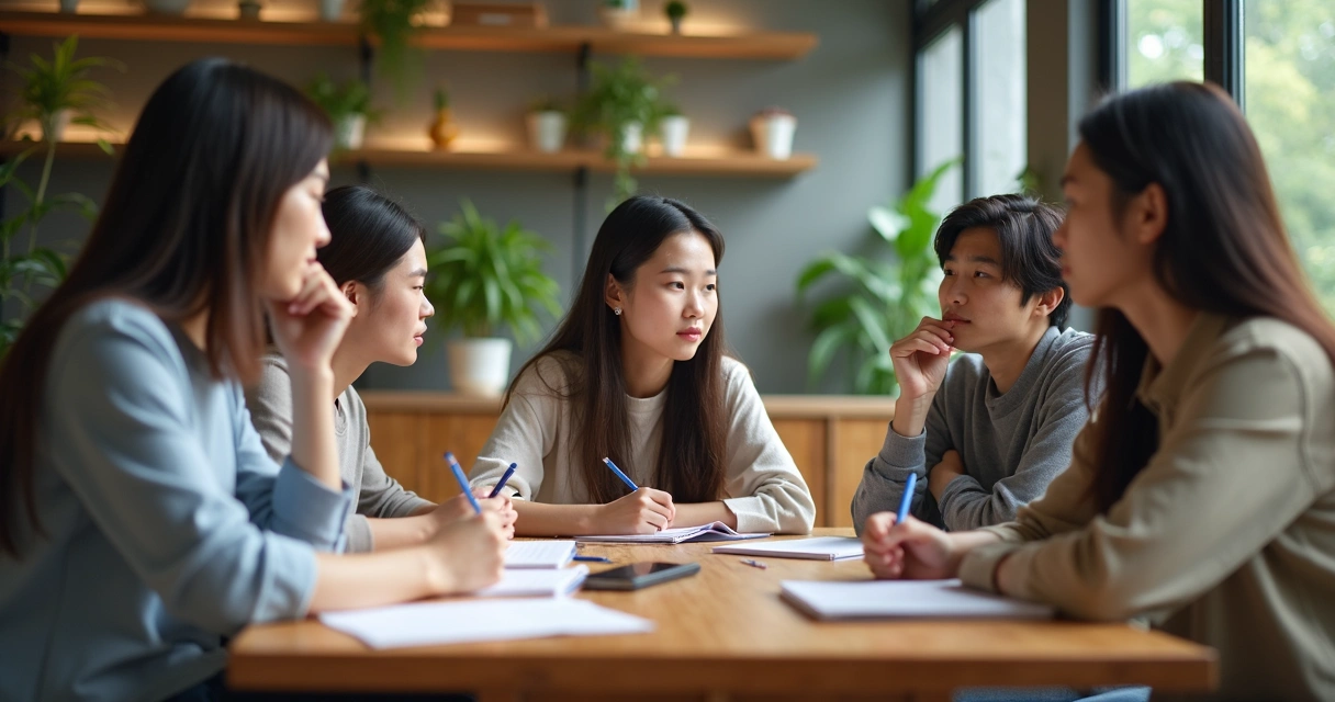Jovens em um café olhando um para o outro enquanto imaginam situações futuras juntos 