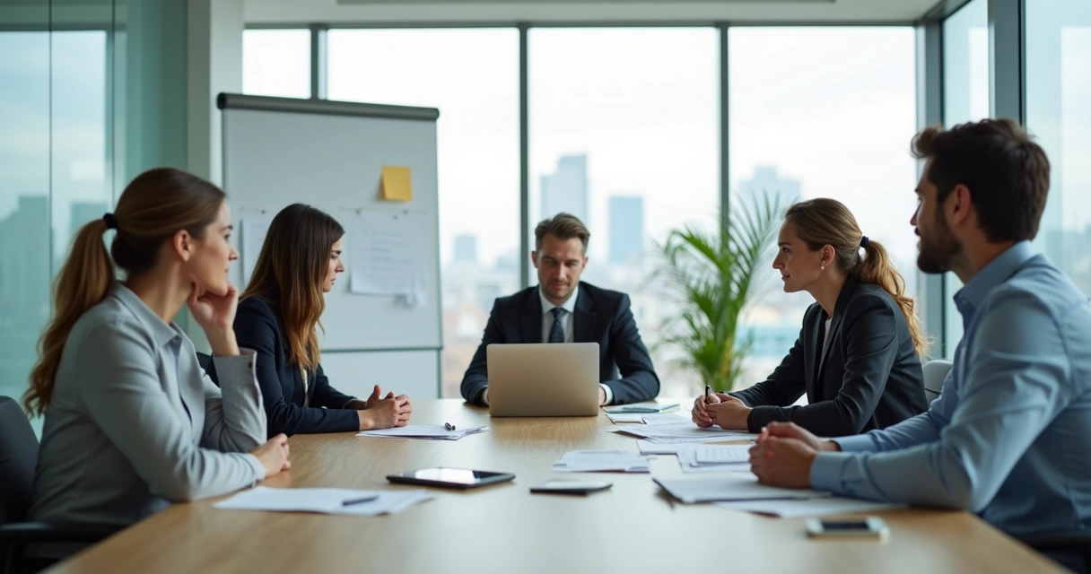 Equipe de escritório reunida com colega isolado mostrando tensão no ambiente de trabalho 