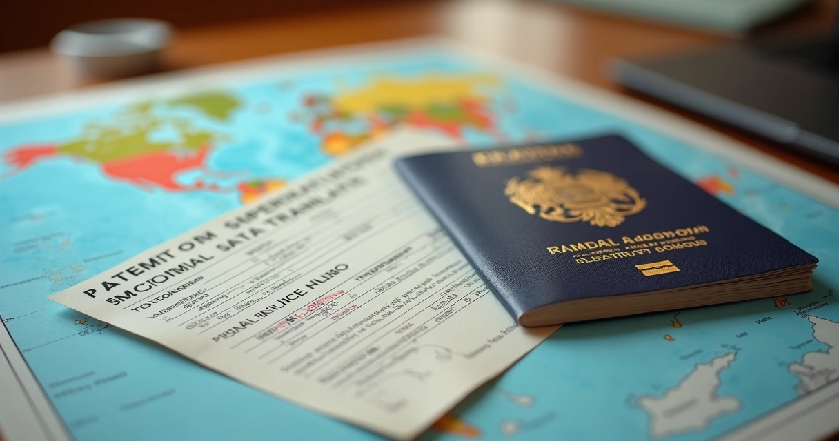 Documentos de viagem, passaporte com tradução ao lado 