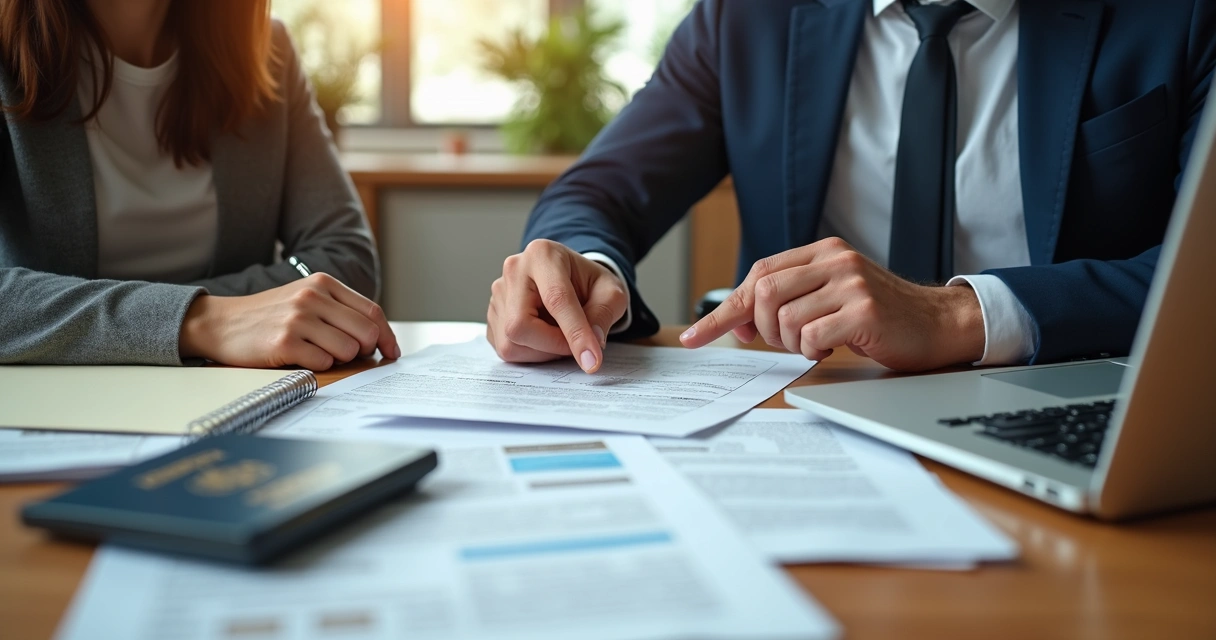 Advisor reviewing immigration and tax documents