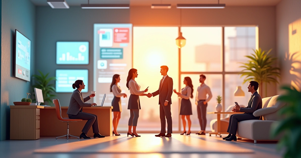 Ilustração comparando marketing digital e indicações locais para imobiliárias