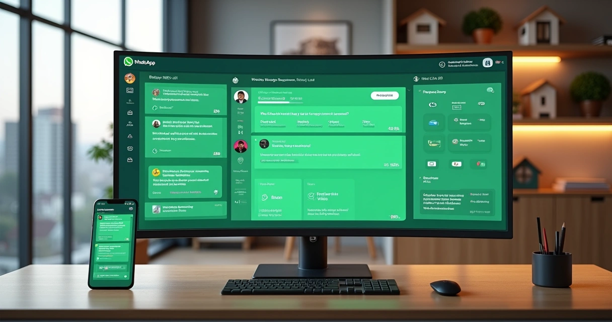 Dashboard de imobiliária exibindo atendimento automatizado via WhatsApp com chatbot e CRM integrados 