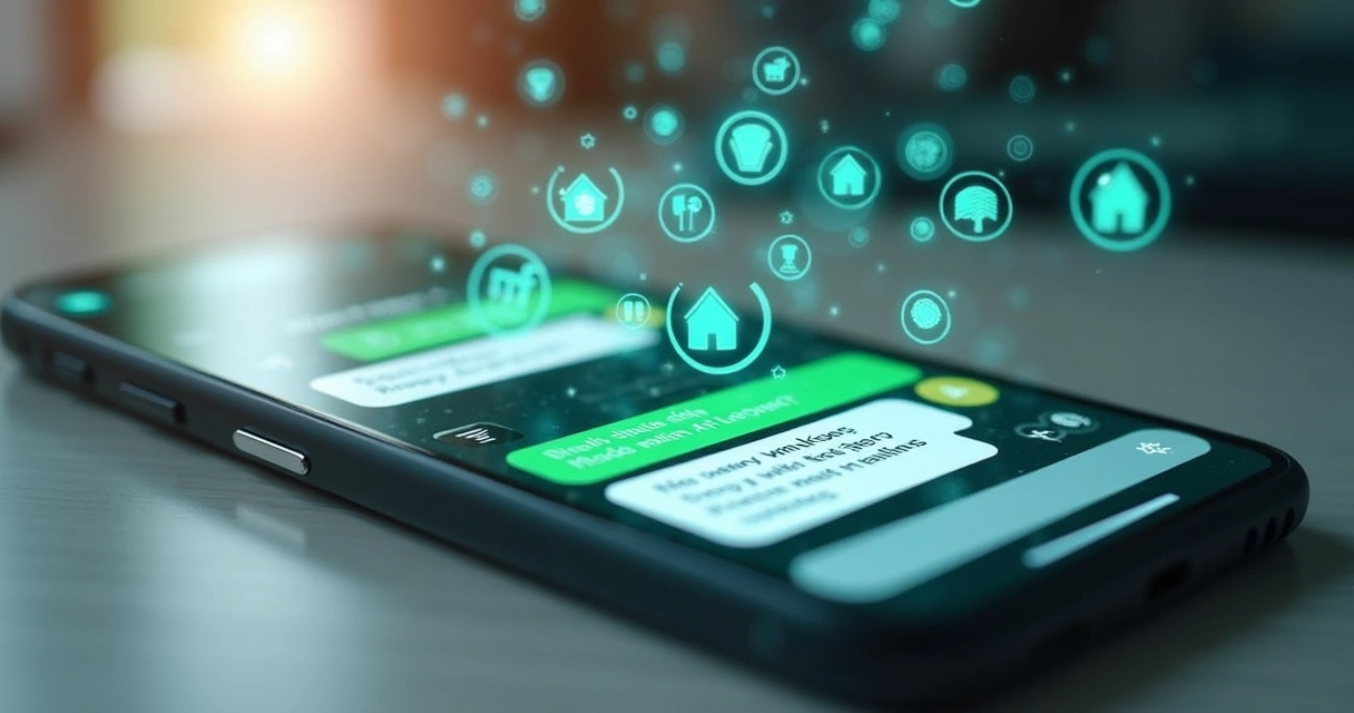 Interface de WhatsApp com mensagens automáticas para negociação imobiliária