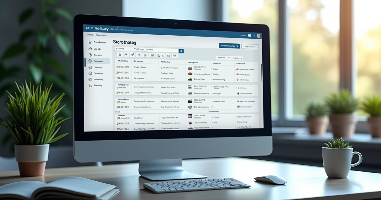 Tela de sistema com filtros de busca e categorias de imóveis 