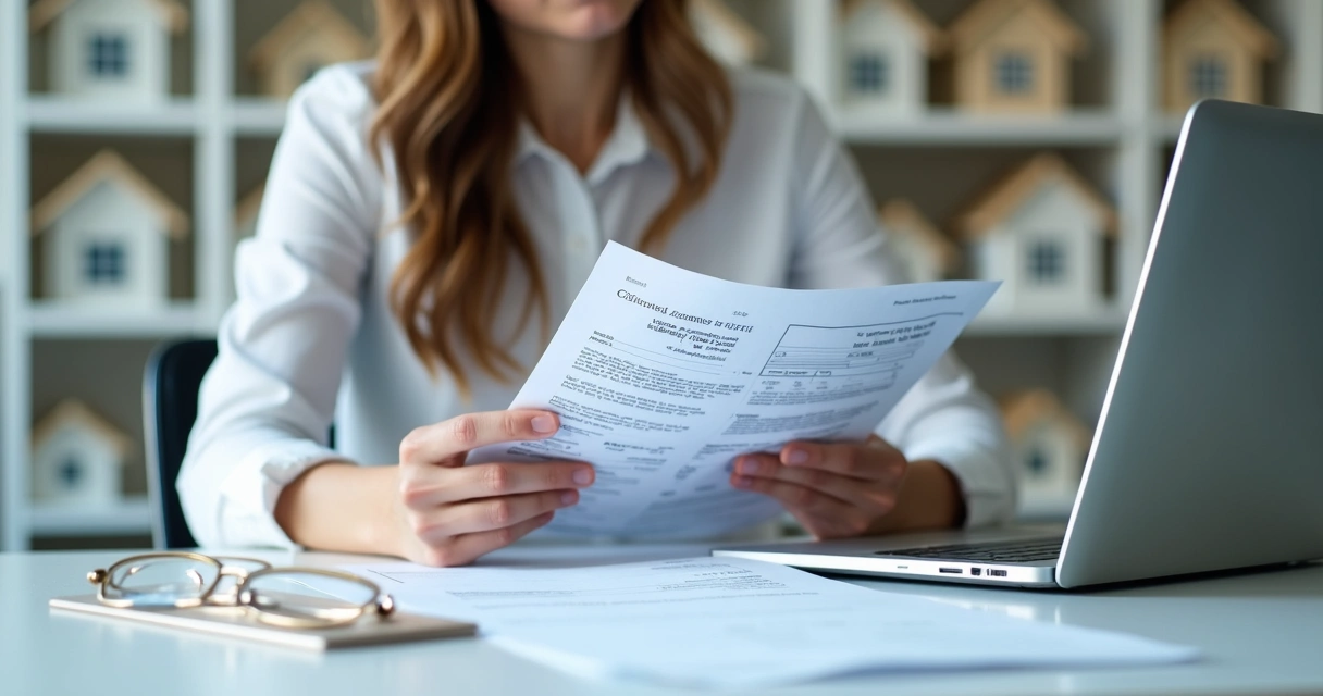 Proprietário analisando contratos de locação e notas fiscais eletrônicas 