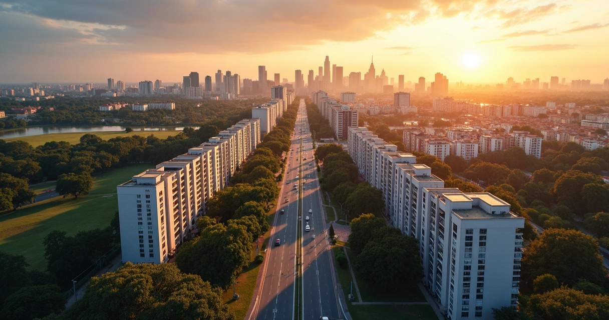 Vista aérea de bairros residenciais e comerciais em Porto Alegre 