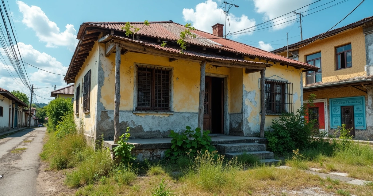 Fachada de imóvel antigo precisando de reforma