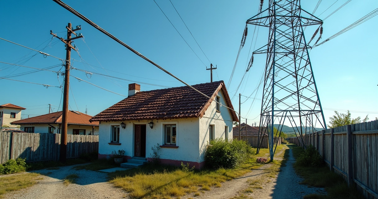 Casa construída sob linhas de transmissão de energia