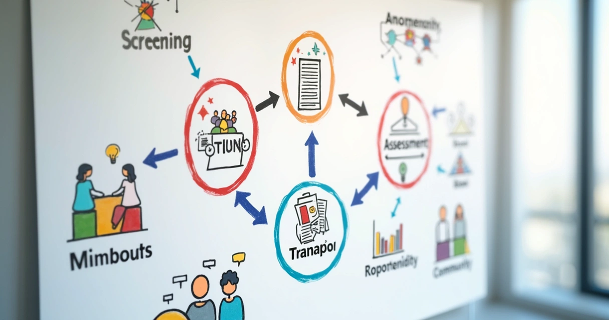 Flowchart showing the stages of human impact assessment