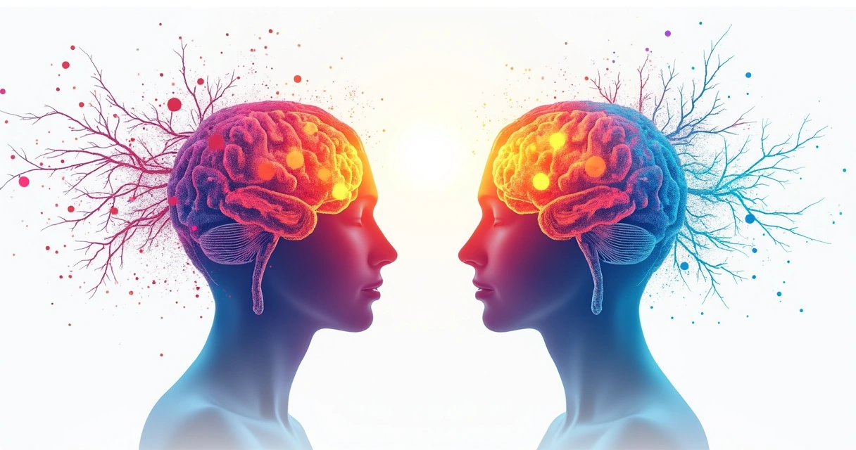 Representação visual de um cérebro com áreas em destaque mostrando mudanças positivas 