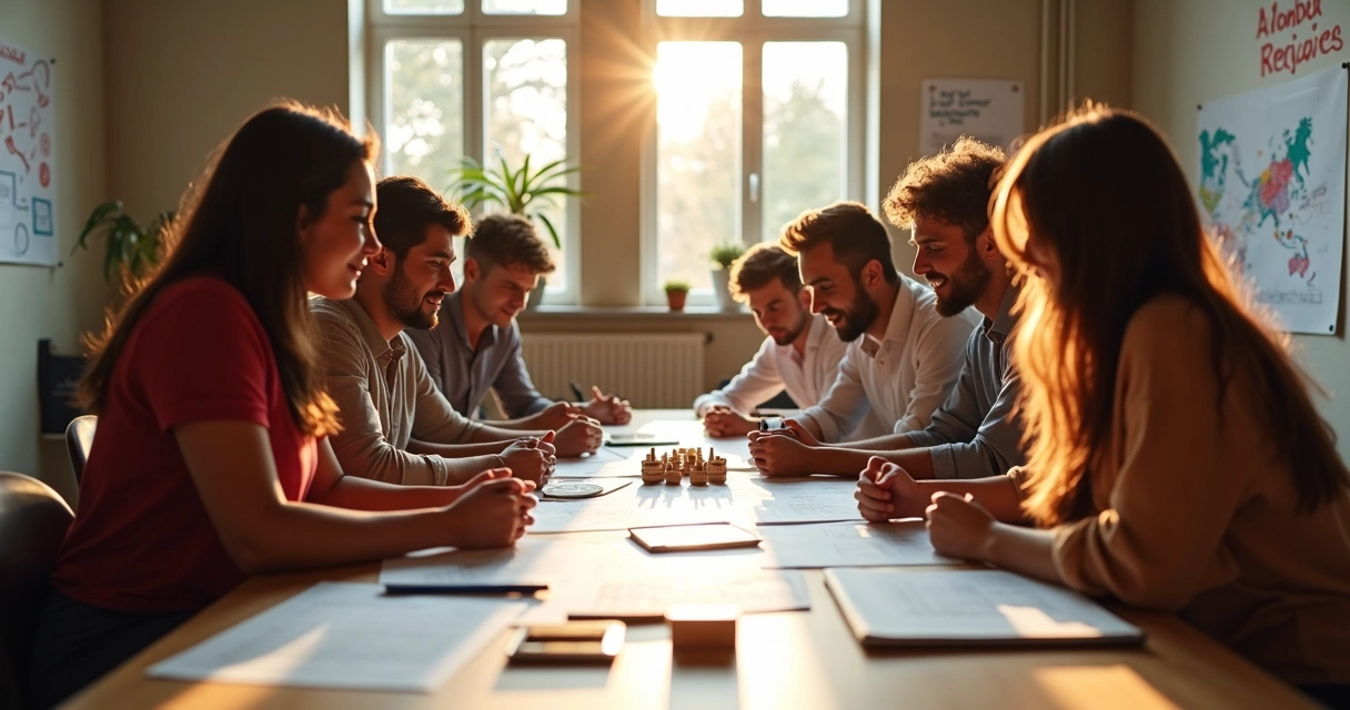 Grupo de personas trabajando juntos para un bien común. 