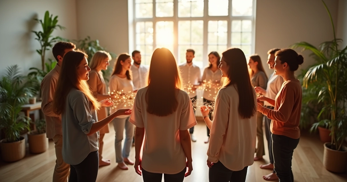 Grupos de pessoas interagindo de modo colaborativo 