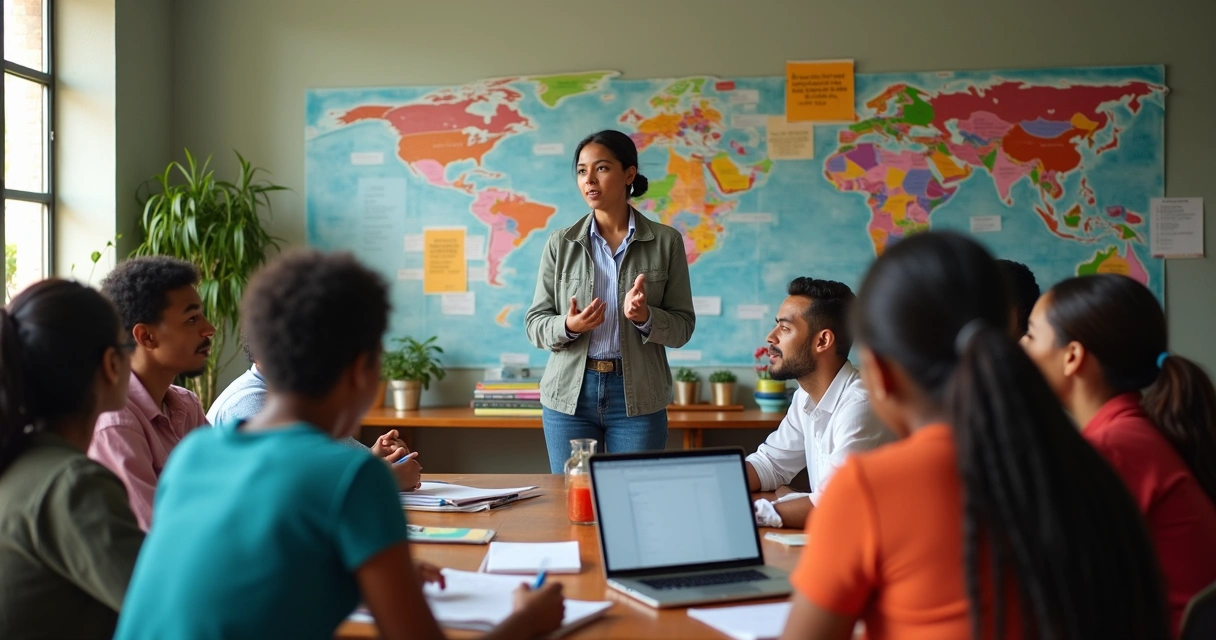 Educador social liderando ação em ONG comunitária 