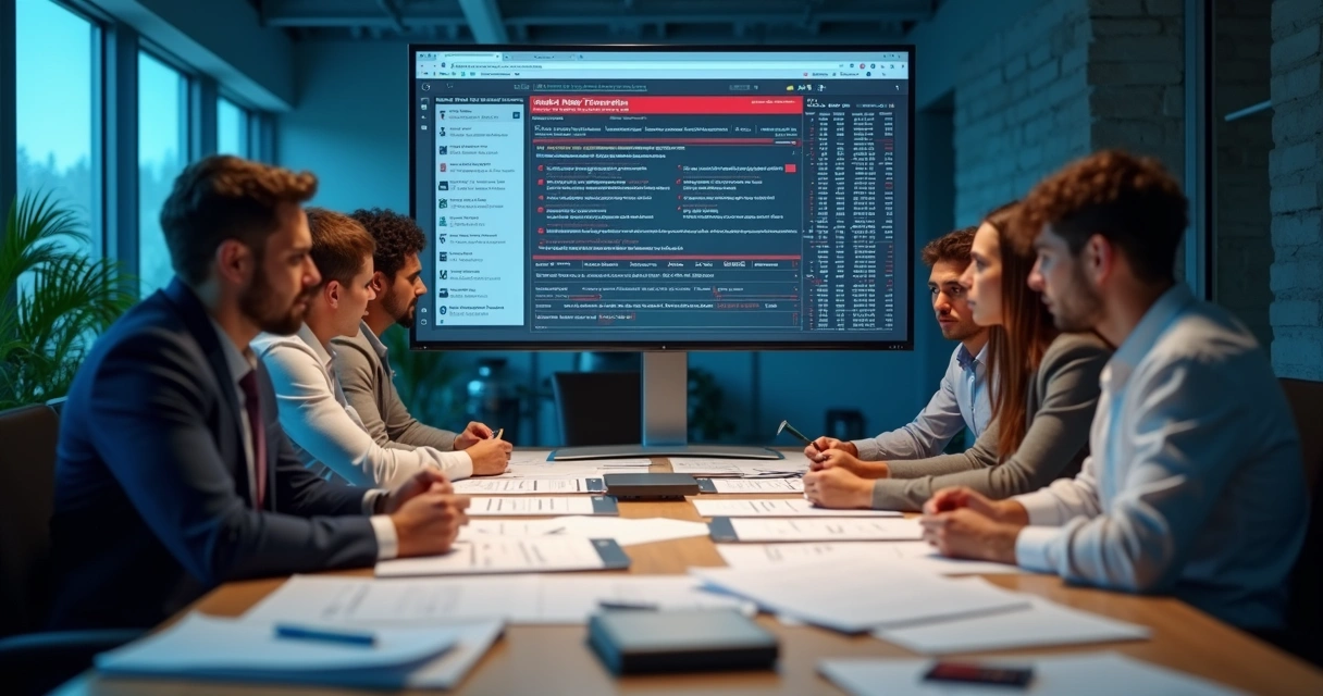 Equipe preocupada analisando impactos de erro na NCM 