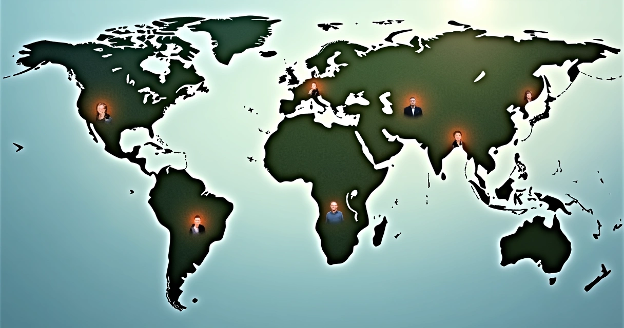 Ilustração de rede de pessoas conectadas ao redor do mundo 
