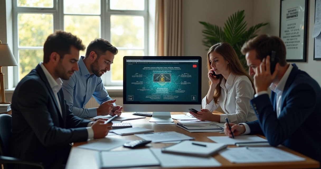 Equipe contábil preocupada após paralisação causada por golpe digital 