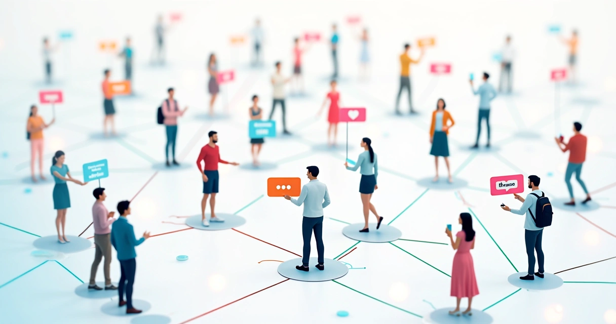 Representación visual de distintas personas conectadas por redes digitales 