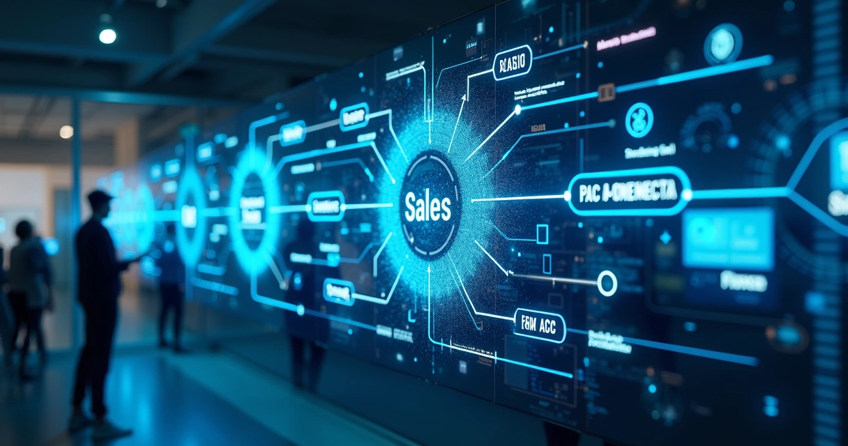 Fluxo digital mostrando IA otimizando processos empresariais