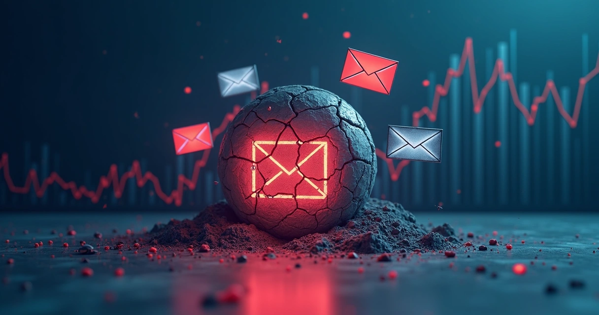 Desenho mostrando a reputação de uma empresa B2B caindo após envio de e-mails em massa 