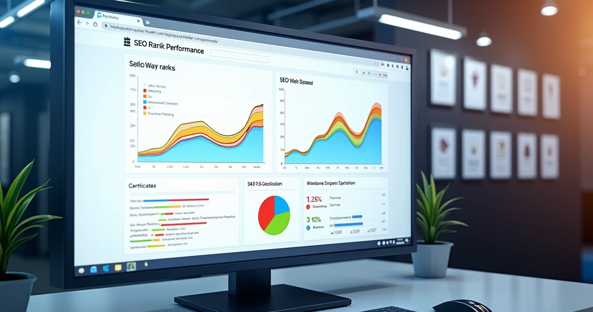 Resultados de SEO e performance de site institucional em gráficos