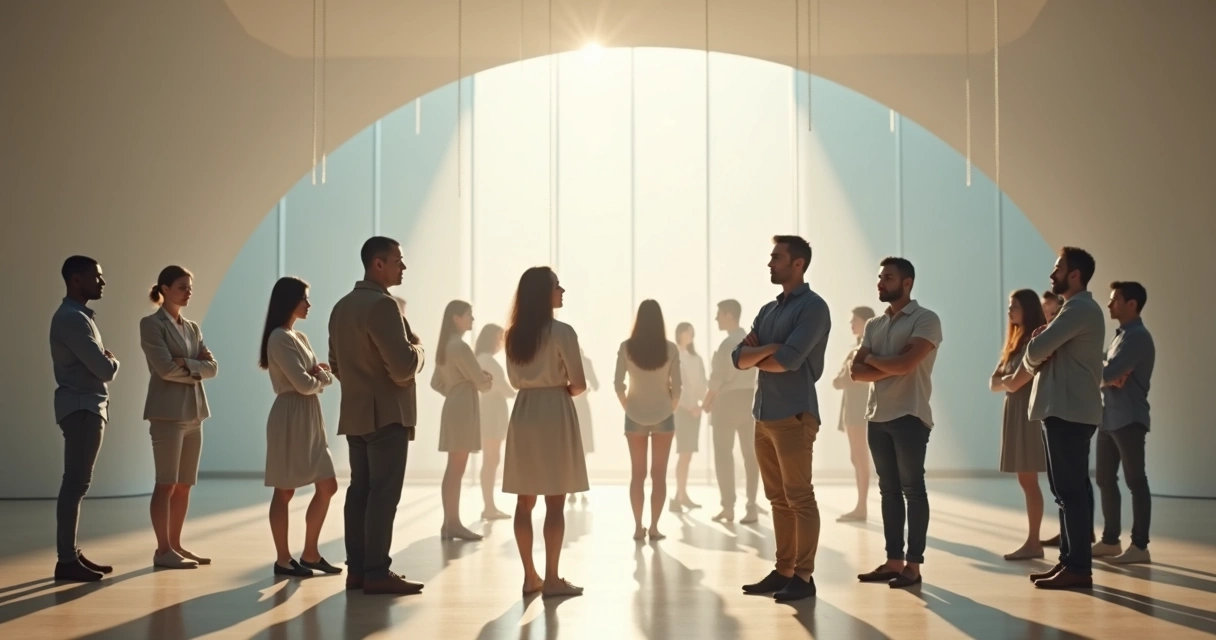 Grupo de personas conectadas en una red de relaciones conscientes 
