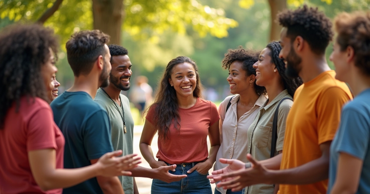 Grupo diverso trocando gestos de amizade em círculo aberto 
