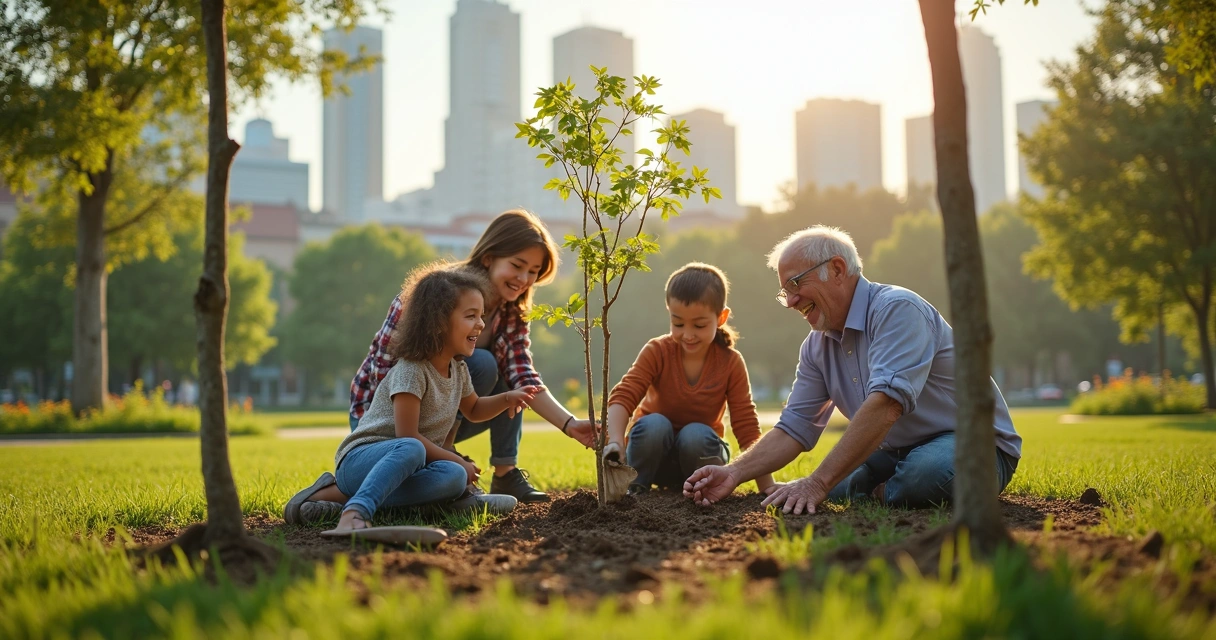 Comunidade participando de projeto social ambiental 