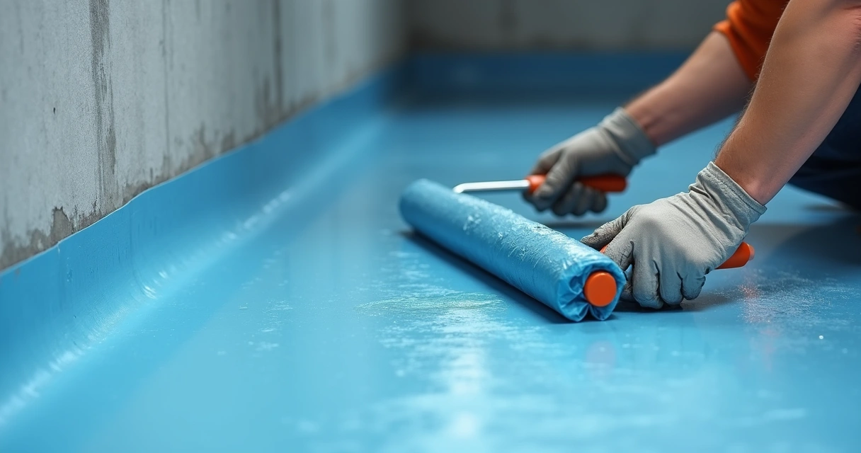 Detalhe de impermeabilização em piso de bacia de contenção 